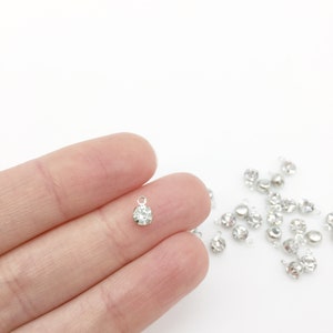 20 x Tiny Silver Tone Crystal Charms (1180)