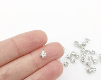 20 x Tiny Silver Tone Crystal Charms (1180)