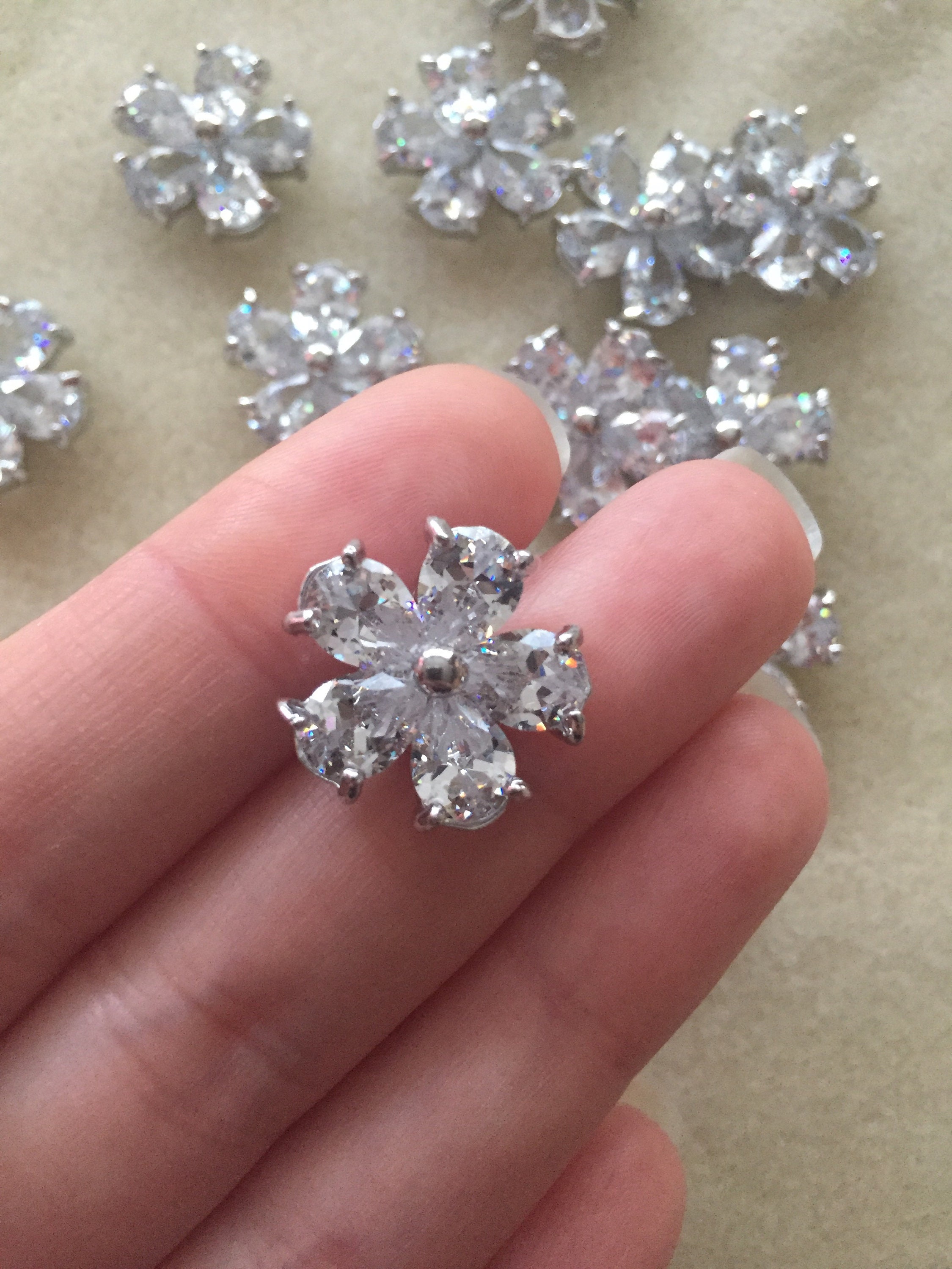 1 X18mm Cubic Zirconia Flower Embellishment Cubic Zirconia Flower