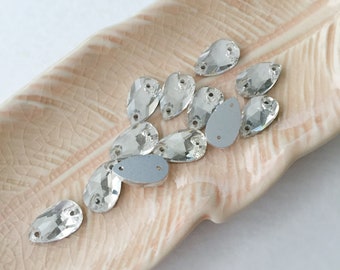 12 x 7x12mm Teardrop Sew On Rhinestone, Clear Glass Rhinestone, Teardrop Diamante, Sew On Diamante, Pear Shape Sew On Rhinestone