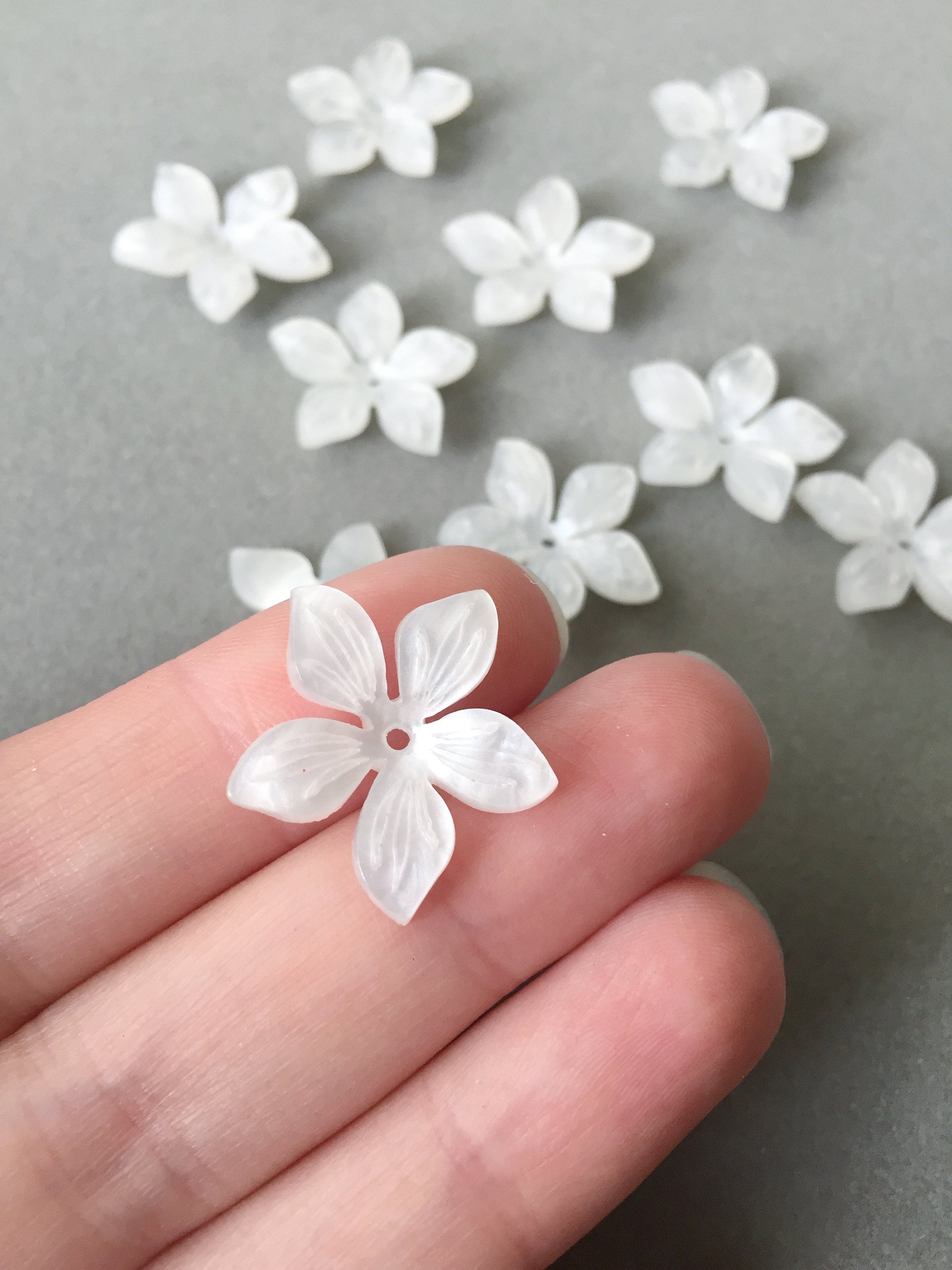 10 X 22mm Pearl White Flower Beads for Tiara Making Pearl Look