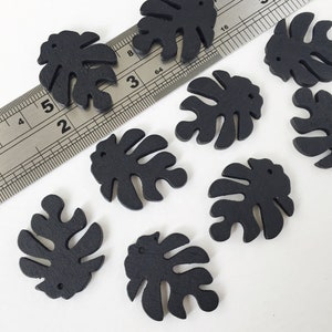 10 x Black Monstera Pendants, Wood Monstera Pendants, Lightweight Monstera Earring Charms