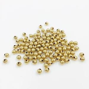 100 x 4mm Seamless Raw Brass Round Beads, Tiny Solid Brass Ball Beads, Polished Brass Spacer Beads (C0633)