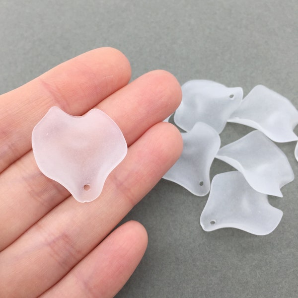 30 x Large Frosted Rose Petal Charms Translucent Flower Beads Lucite Flower Making White Petal Charms for Tiara Making