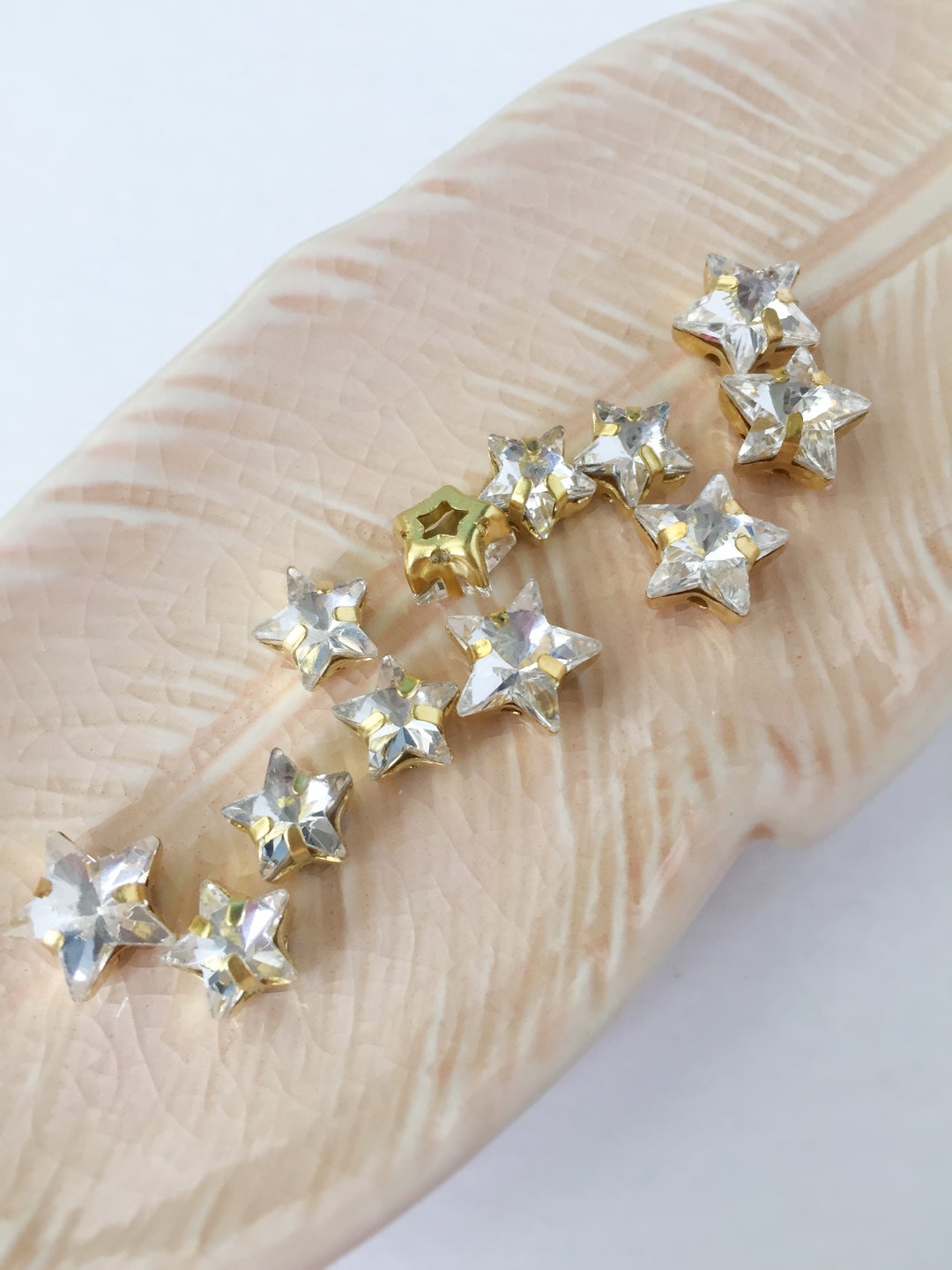 12 X Clear Crystal Star Rhinestone, 10mm Star Diamante, Sew-on Stars ...