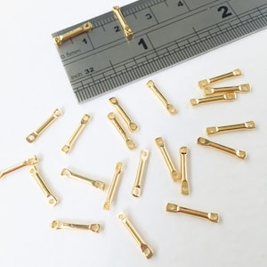 20 x 18K Gold Bar Connectors, Gold Plated Connector Bars, Brass Bar Connectors (0050)