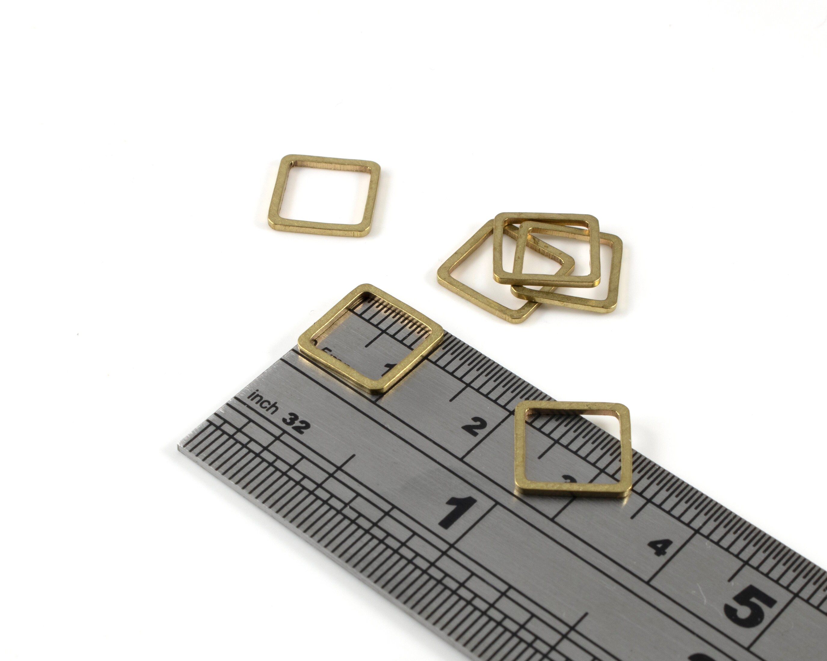 Square Connector Rings 18 X Raw Brass 10mm Square Connectors, Open Square Brass Links, Square ...