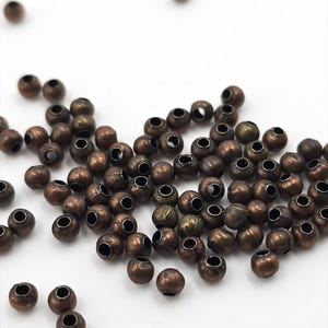 400 x Tiny Antique Copper Round Spacer Beads, 3mm