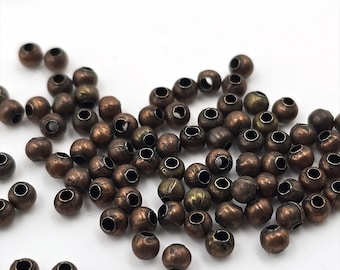 400 x Tiny Antique Copper Round Spacer Beads, 3mm