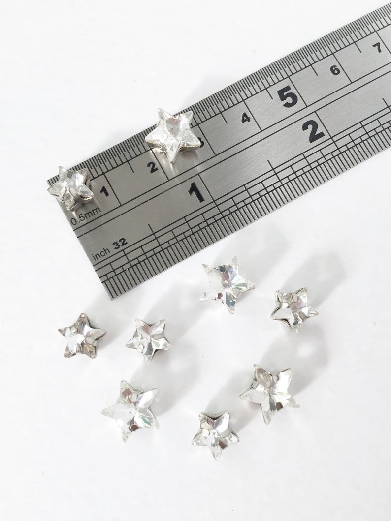 12 x 10mm Clear Crystal Star Rhinestone Star Diamante Sewon Etsy