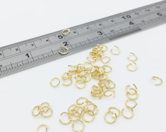 100 x 6x0.8mm 18K Gold Plated Stainless Steel Jump Rings, 20 Gauge Gold Open Rings, Round Jump Rings
