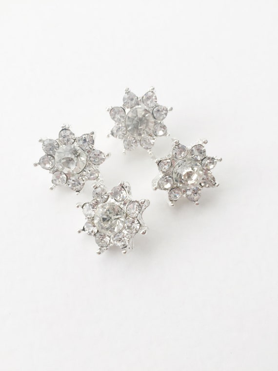 4Pcs Rhinestone Buttons Crafting Jewelry Embellishments 