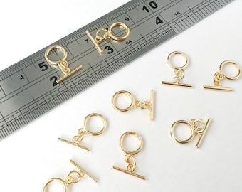 1 set x 18K Gold Plated Round Toggle Clasps 9mm Ring Round Clasp Brass Toggle Clasp in Gold Small Toggle Clasp (1024)