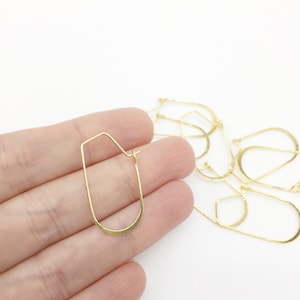 4 pairs x 18K Gold Plated Earring Hooks, Elongated Oval Ear Wire, Simple Gold Earring Wires (1232)