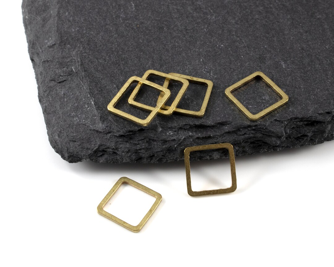 Square Connector Rings 18 X Raw Brass 10mm Square Connectors, Open Square Brass Links, Square ...