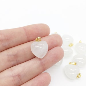 1 x Puffy Heart Quartz Pendant with Gold Plated Loop and Bail, 19x15mm (0205)