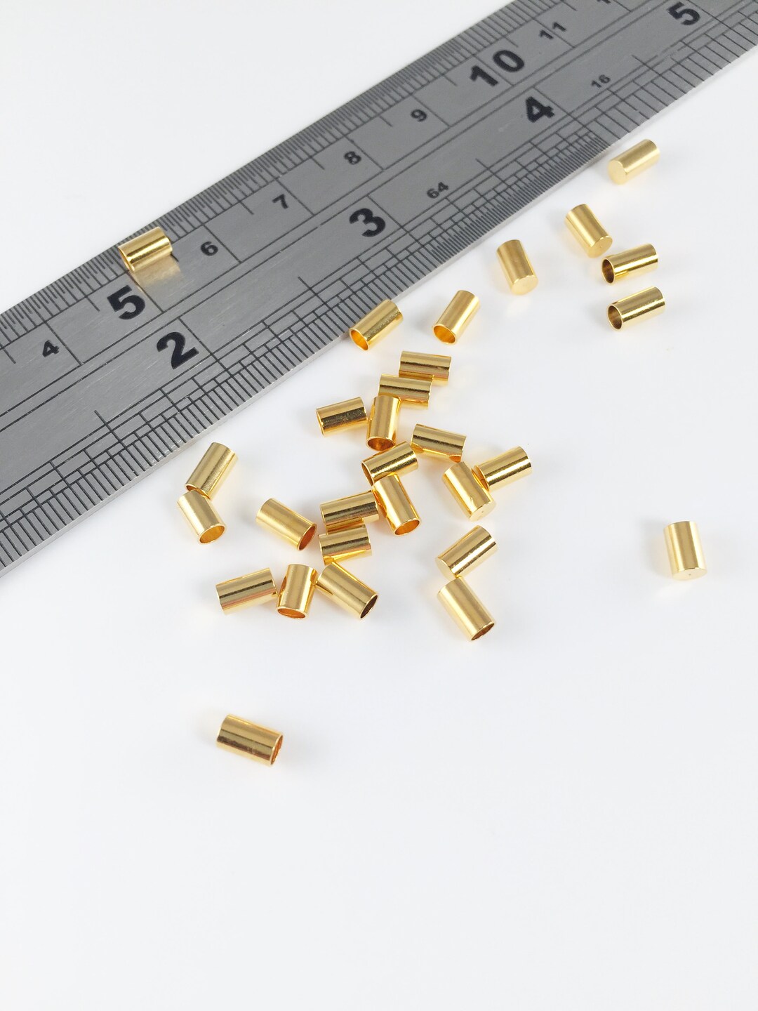 25pc X Gold Cord Ends Cord End Caps Column Cord Ends Brass Etsy