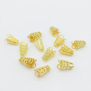 50 x Gold Filigree Flower Bead Caps, Metal Flower Bead Caps, Conical Shape Ornate Bead Caps (3260)