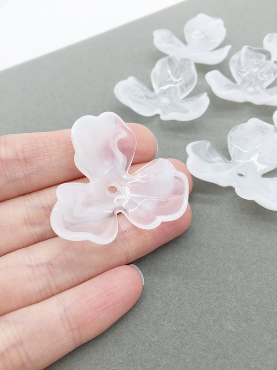 Cheap 30Pcs 15x9mm Acrylic Large Hole Flower Beads Oblate Wheel