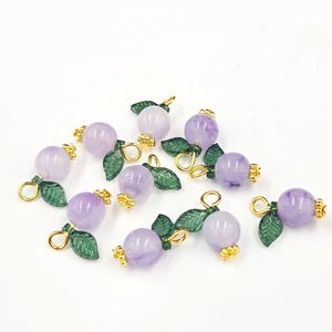 10 x Blueberry Charms, Fruit Charms, Handmade Small Blueberry Pendants with Gold Loops for Jewellery Making (0015)