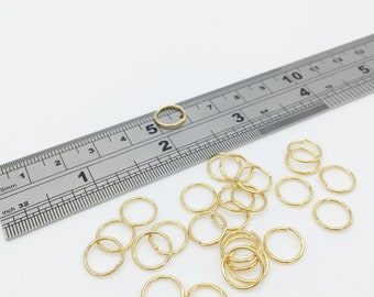 40 x 10x1mm 24K Gold Plated Stainless Steel Jump Rings, 18 Gauge Gold Open Rings, Round Jump Rings (0345)