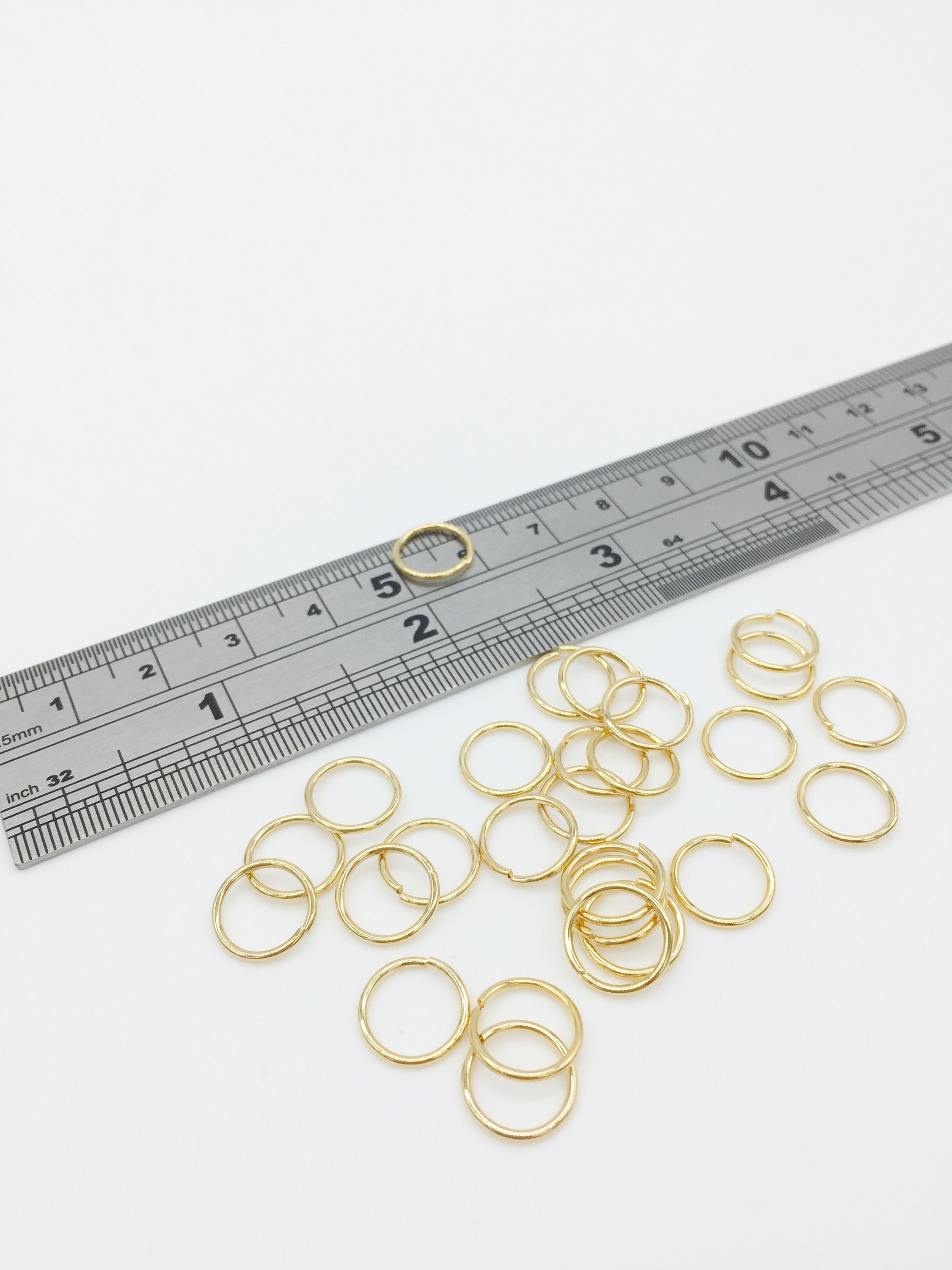 Round Jump Rings 40 X 10x1mm 24K Gold Plated Stainless Steel Jump Rings, 18 Gauge Gold ...