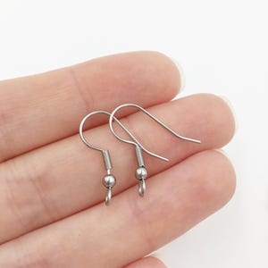 May include: Two silver earring hooks with a small ball at the end of each hook.