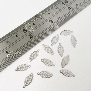 36 x Tiny Stainless Steel Leaf Charms, Mini Leaf Pendants, Filigree Leaf Charms, 304 Stainless Steel Leaf Pendants, Dainty Leaves  (0330)