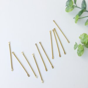 30 x Raw Brass Bar Jewellery Connectors, 40x1mm Unplated Brass Stick Links (C0005)