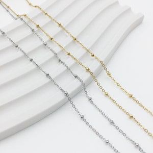 18K Gold Dainty Satellite Cable Chain, Gold Steel Chain sold by Meter, Fine Chain Tarnish Resistant and Waterproof