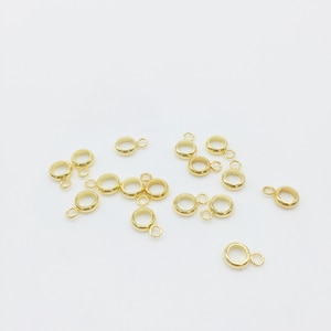 10 x Tiny 18K Gold Plated Steel Bail Beads, Gold Plated Charm Hanger Beads, Gold Charm Carrier Beads, Donut Bail Beads (SS057)