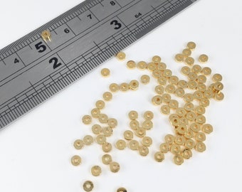 20 x 18K Gold Spacer Beads, Tiny Gold Spacers, 3mm Gold Washer Beads, Gold Plated Brass Washers, 3mm Disc Beads (2190)