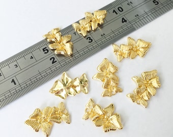 2 x 18K Gold Plated Small Cascading Orchid Connector, Gold Flower Connectors, Earring Connectors, Earring Links (0292)