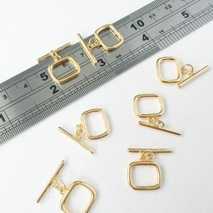 1 set x 18K Gold Plated Rectangle Toggle Clasps 14mm Rounded Rectangle Clasp Brass Toggle Clasp in Gold (1023)