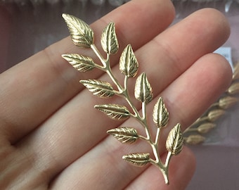 4 x Champagne Gold Laurel Leaf Stamping Leaf Embellishment Tiara making Supply Headpiece Supply