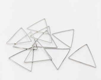 10 x Platinum Open Triangle Connectors, 25x27mm Silver Tone Triangle Jewellery Links