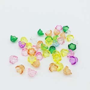 100 x Multicolor Flower Beads Acrylic Flowers Mixed Color Flower Beads (3385)