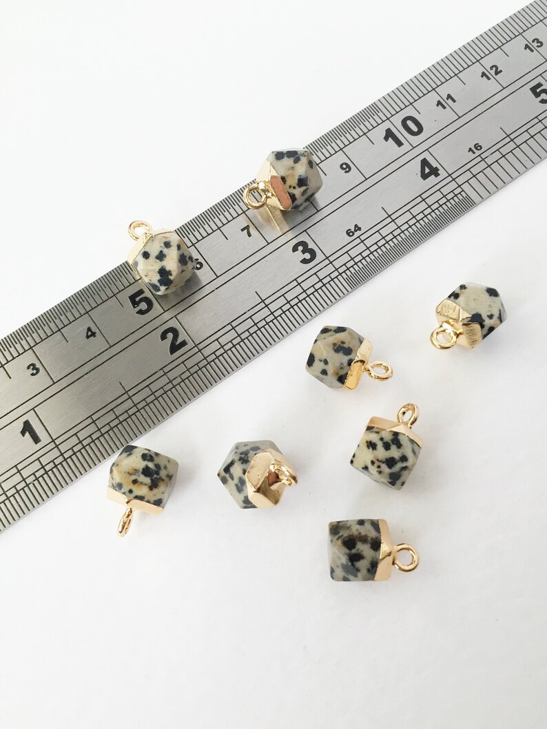 Faceted Jasper Pendant Minimalist Jasper Pendant Dalmatian Jasper Charm Tiny Dalmatian Jasper Pendant 0578