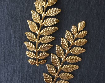 2 x Gold Fern Leaf Embellishments