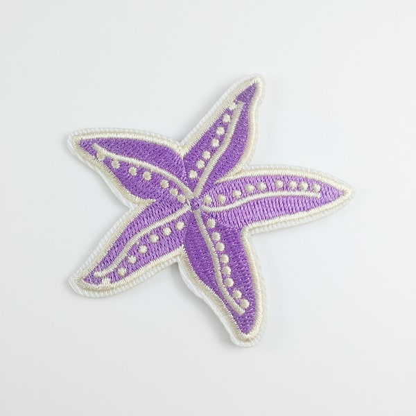 Starfish Iron-on Patch, Embroidered Starfish, Purple Starfish Badge, Sea Life Animal Motif, Starfish Applique, Starfish Iron On Embroidery
