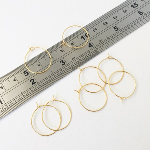 10 pairs x Gold Plated Stainless Steel Hoop Earring Wire Beadable Earring Hoops Gold Geometric Earring Wire 20mm Gold Earring Hoops (3111)