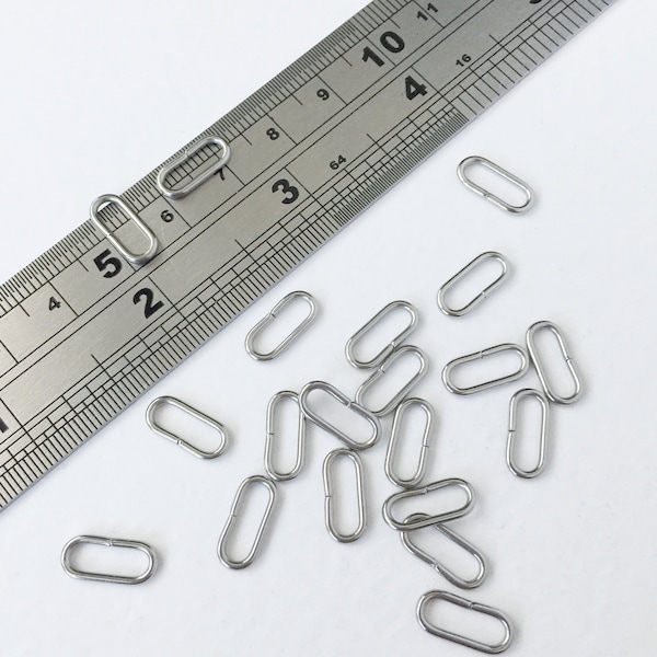 20 x Stainless Steel Pill Shape Connectors, Open Chain Links, Geometric Linking Rings (0802)