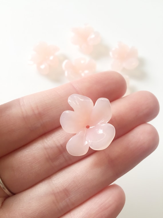 10 x Jelly Flower Beads Blush Pink Resin Flowers Light Pink Flower Beads Flowers Pastel Pink Flowers 3085