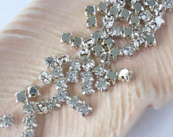 72pcs x 3mm or 4mm Clear Crystal Sew On Rhinestone in Silver Crystal Montees Crystal Glass Chatons (0958)