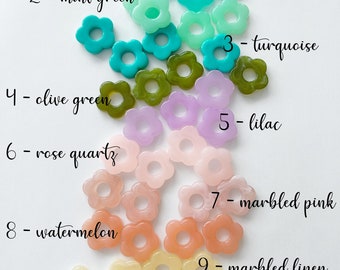 4 x Resin Flower Beads For Hoop Earrings, 20mm Flower Earring Charms, Pick a Colour Flower Charms in 10 Colours