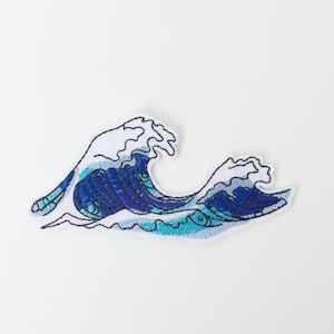 Ocean Wave Iron-on Patch, Wave Embroidery, Wave Motif, DIY Wave Applique, Wave Badge, The Great Wave Patch image 1