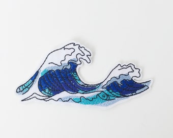 Ocean Wave Iron-on Patch, Wave Embroidery, Wave Motif, DIY Wave Applique, Wave Badge, The Great Wave Patch