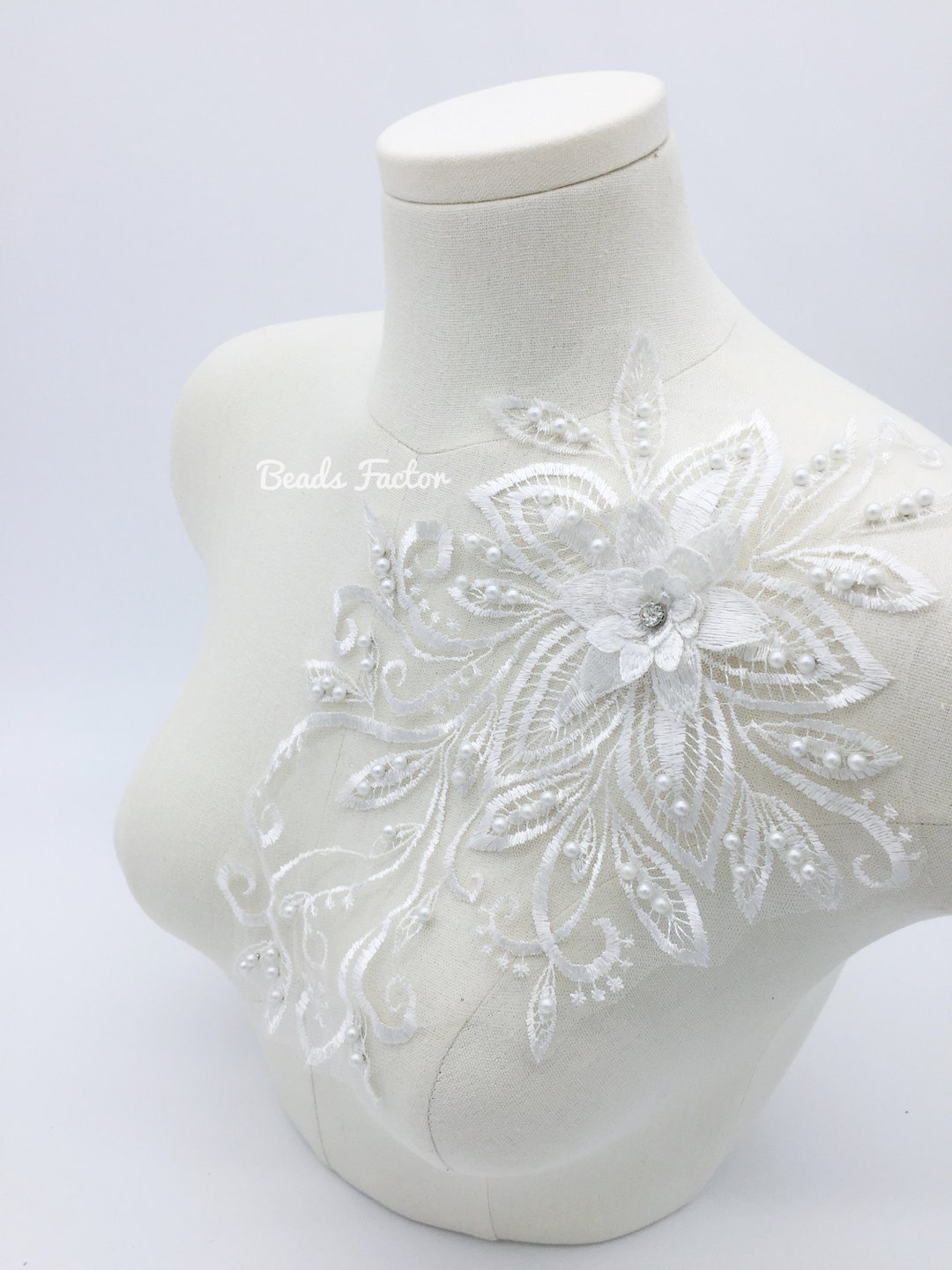 Offwhite 3D Flower White Embroidery Lace Applique Embroidered Flowers