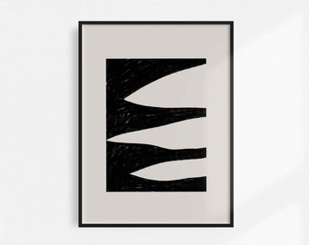 BLADE | Abstracte kunst Afdrukbare | Print at Home Art | Digitale download | Zwart en Beige | Instant download | Tekening