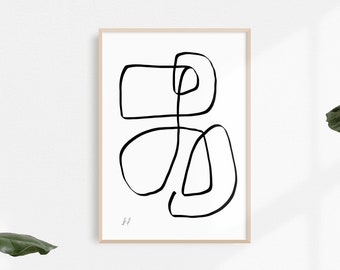 LINE DRAWING | Abstract Art | Printable Art | Digital Download | Black and White | Minimalist Art | Wall Decor